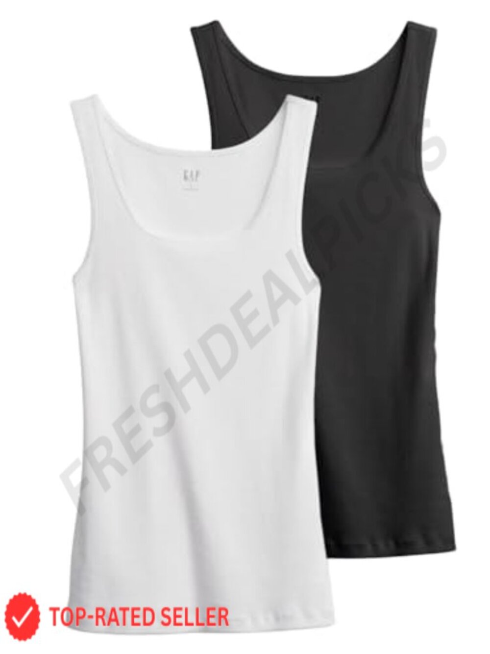 Ribbed Cotton Tank Top 2-Pack Sleeveless Slim Fit Scoop Neck